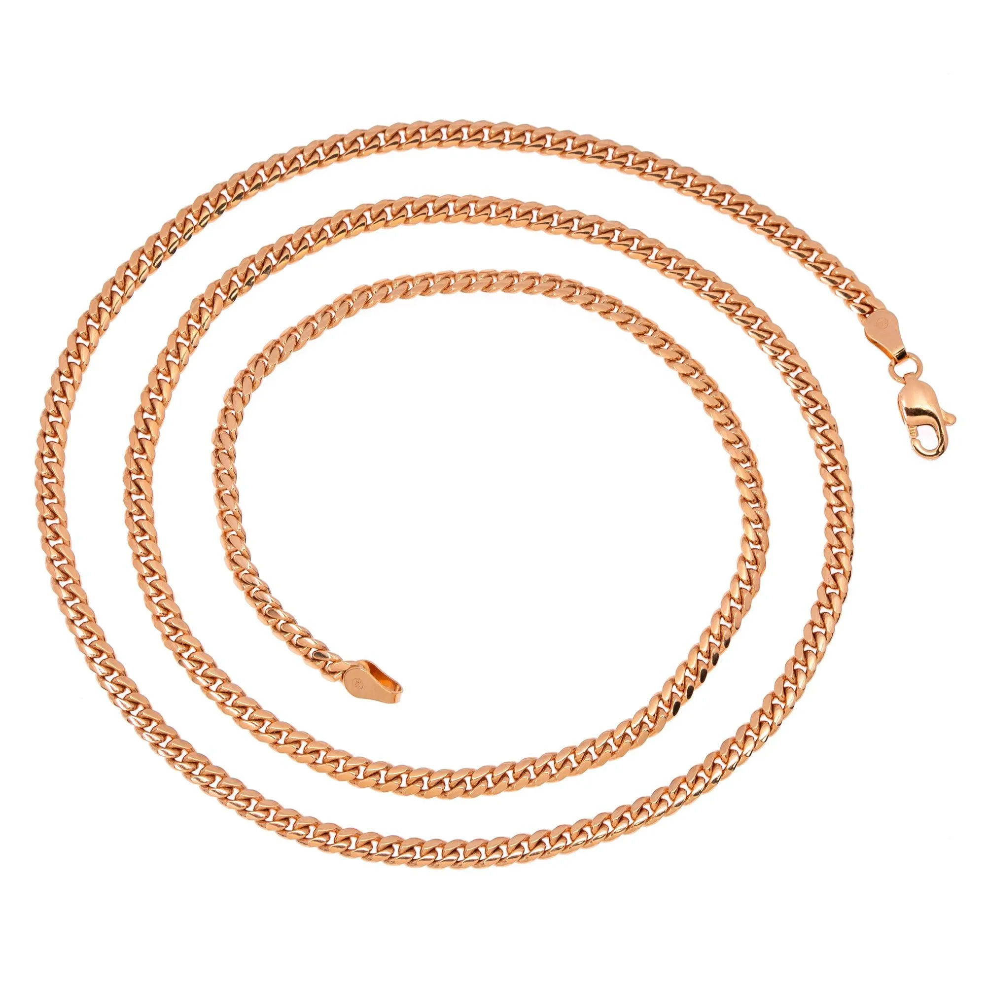 10K ROSE GOLD 3MM SOLID MIAMI CUBAN CHAIN