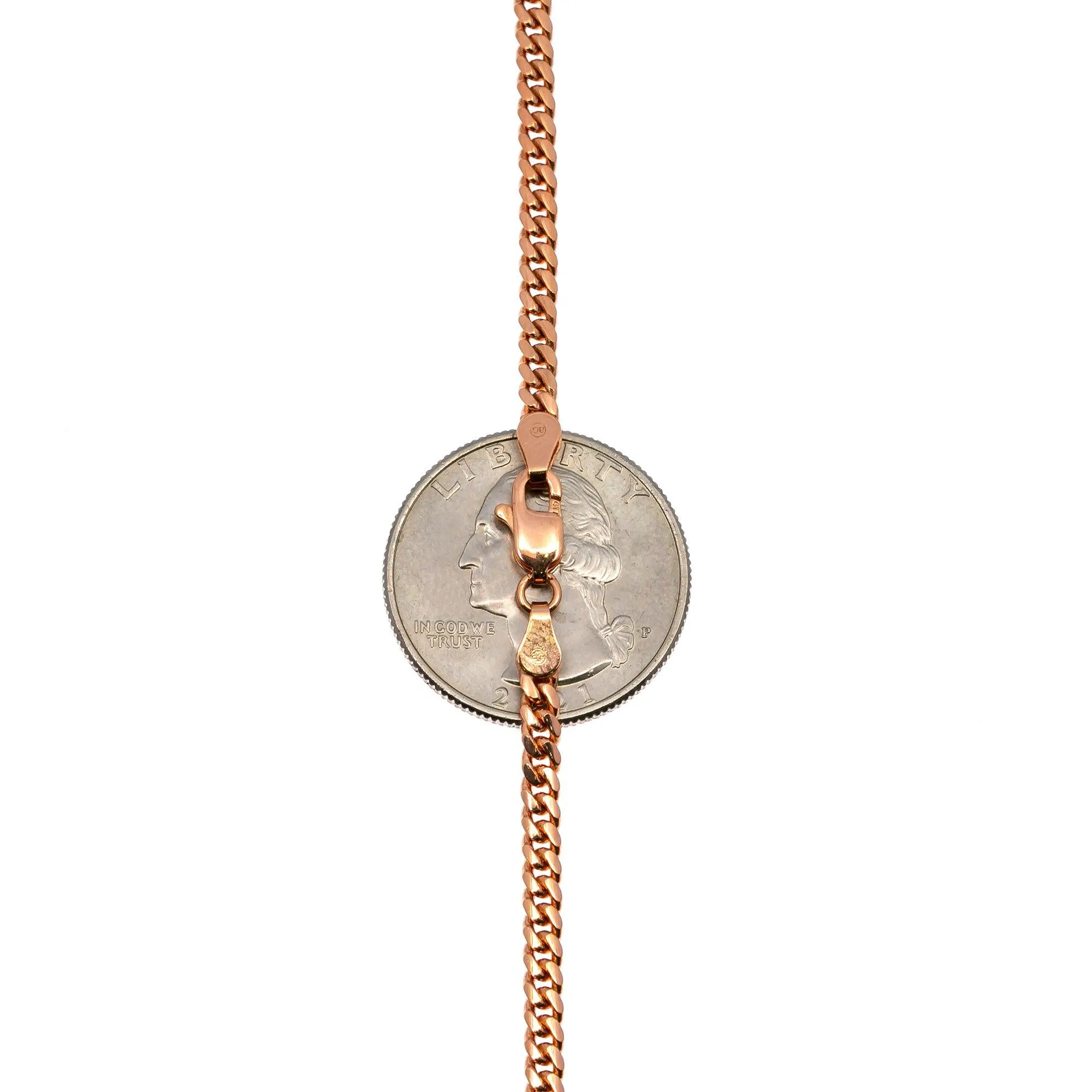 10K ROSE GOLD 3MM SOLID MIAMI CUBAN CHAIN