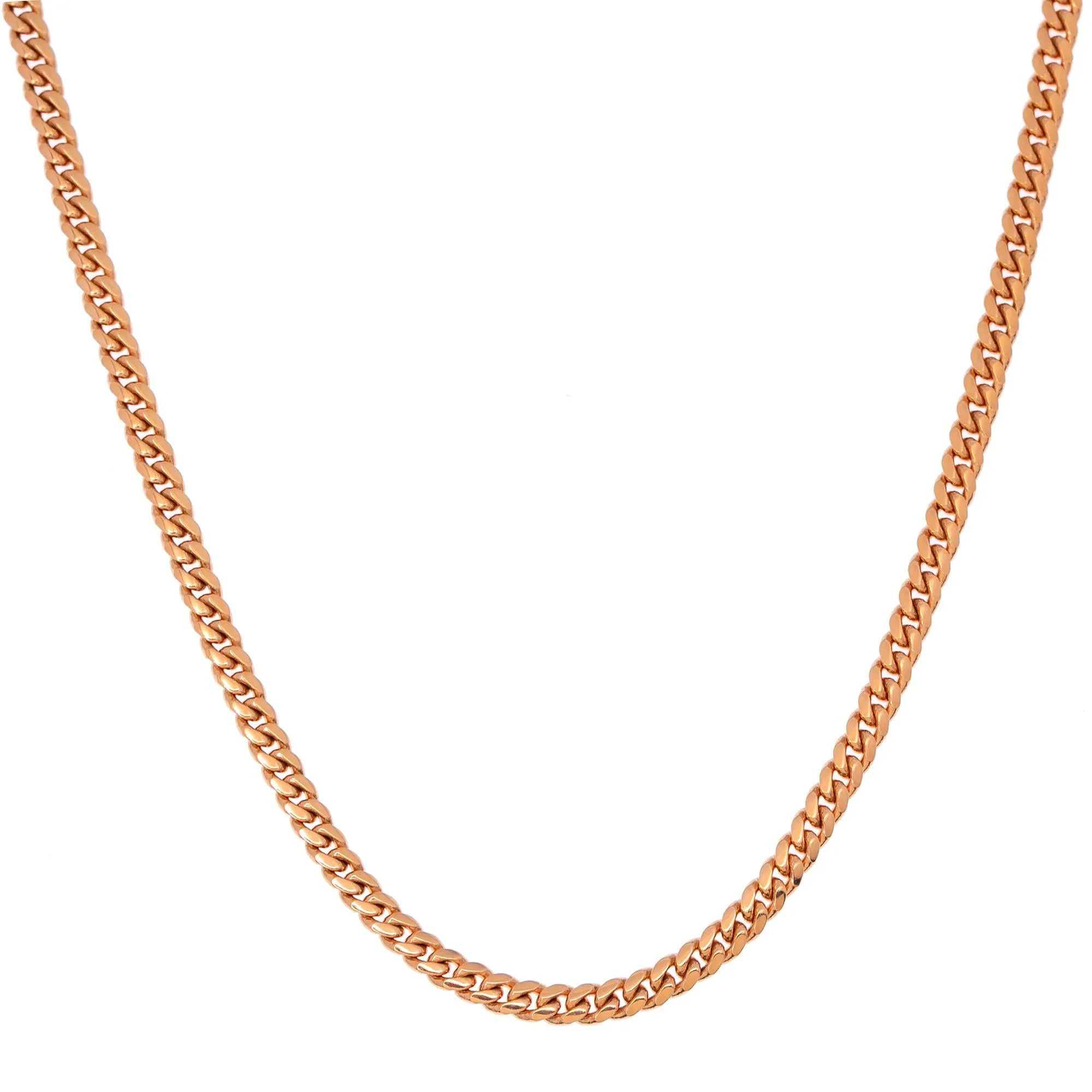 10K ROSE GOLD 3MM SOLID MIAMI CUBAN CHAIN