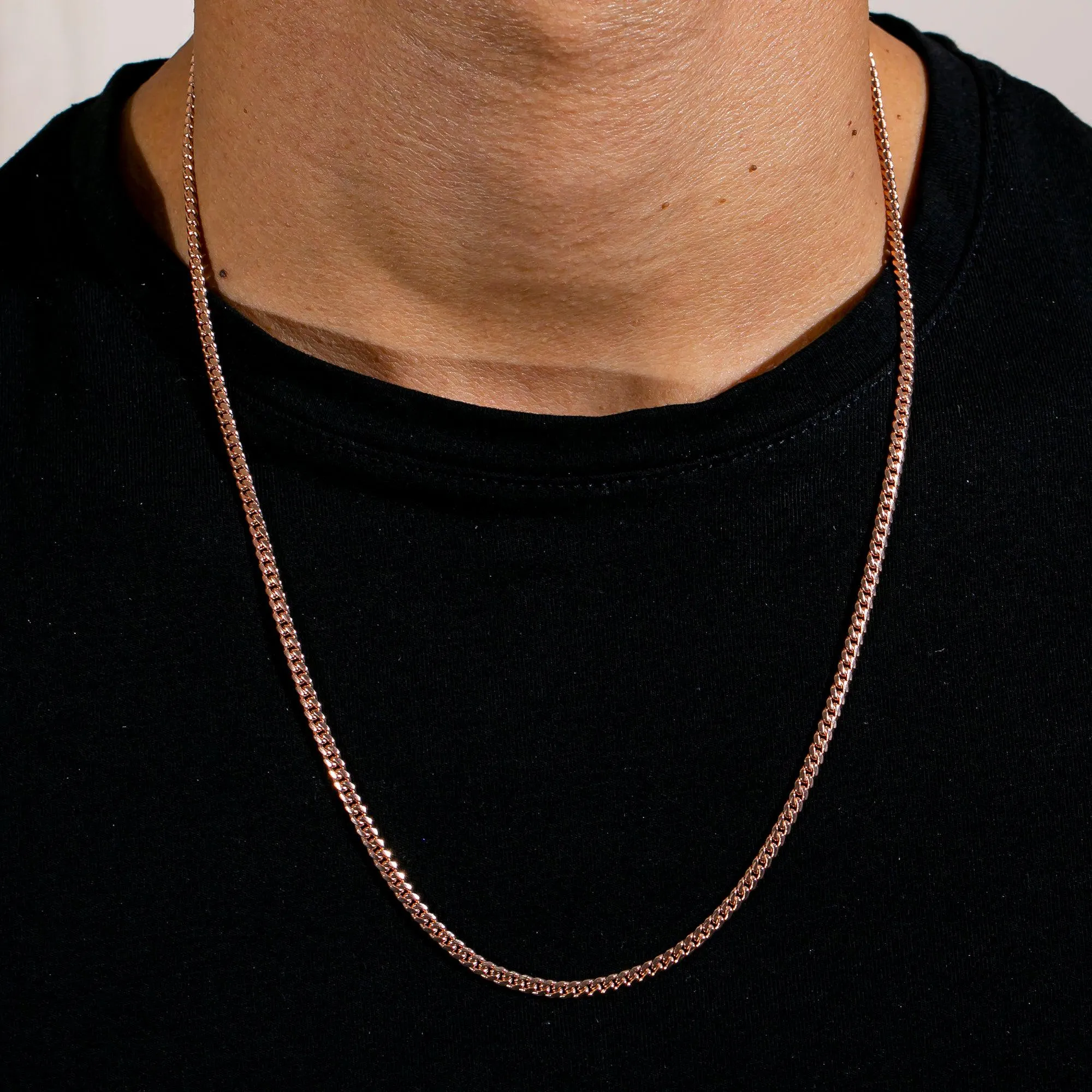 10K ROSE GOLD 3MM SOLID MIAMI CUBAN CHAIN