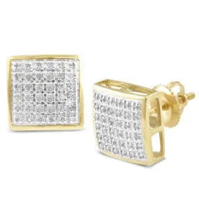 10KY 0.20CTW DIAMOND SQUARE DOME EARRINGS