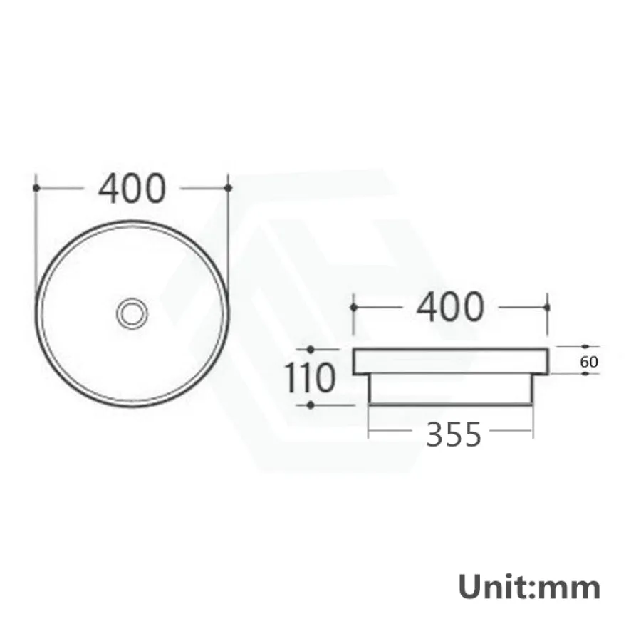 400x400x110mm Inset Ceramic Basin Gloss White Round