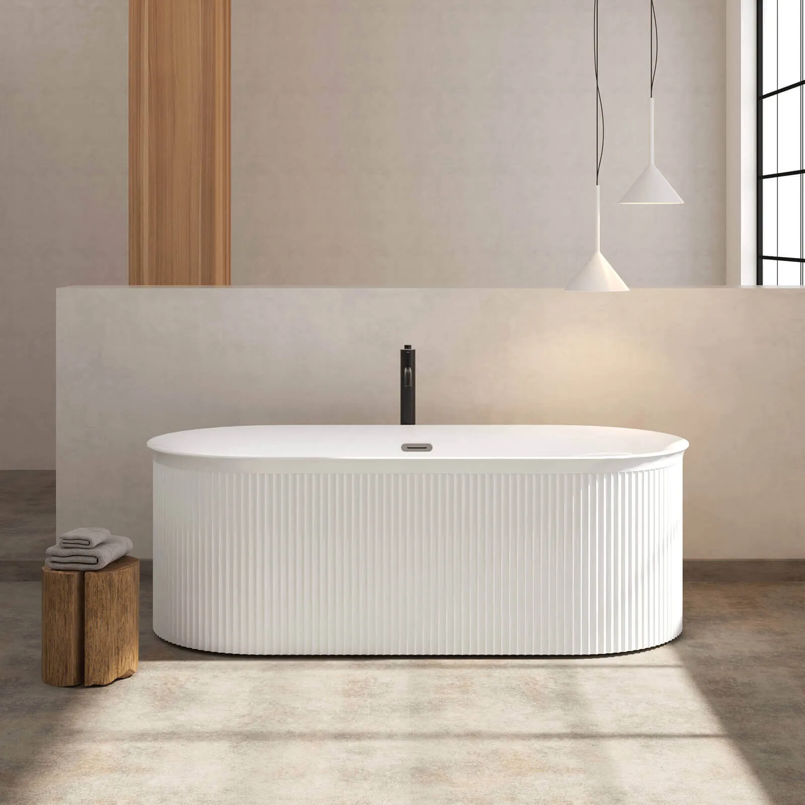 67" Acrylic Fluted Bathtub with Toe-Tap Drain