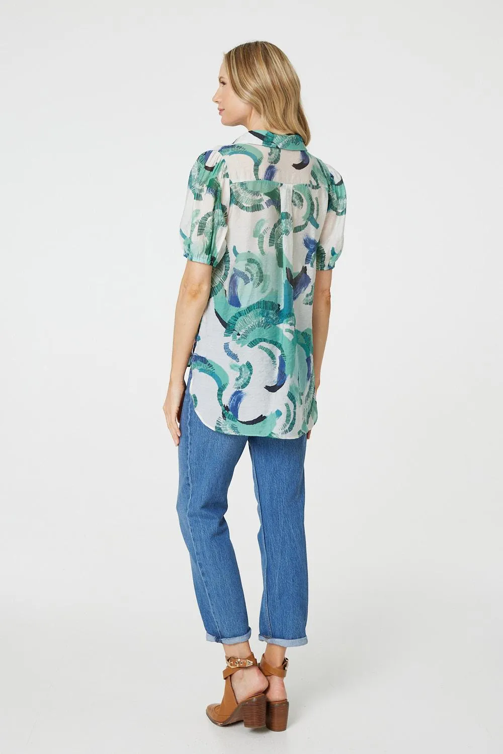 Abstract Print 1/2 Sleeve Blouse