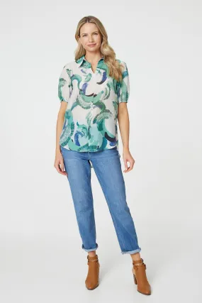 Abstract Print 1/2 Sleeve Blouse