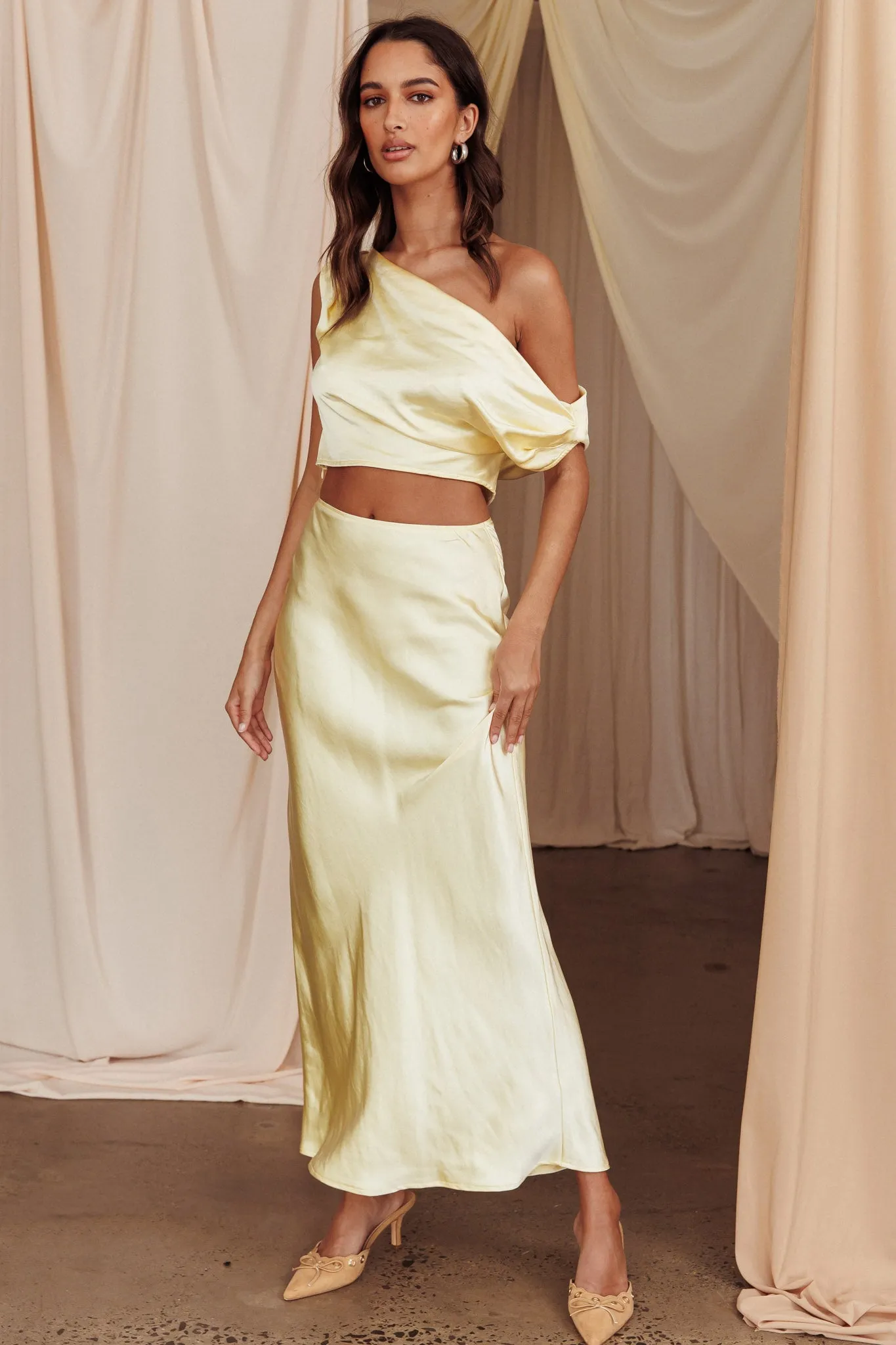 Alivya Satin Maxi Skirt Butter