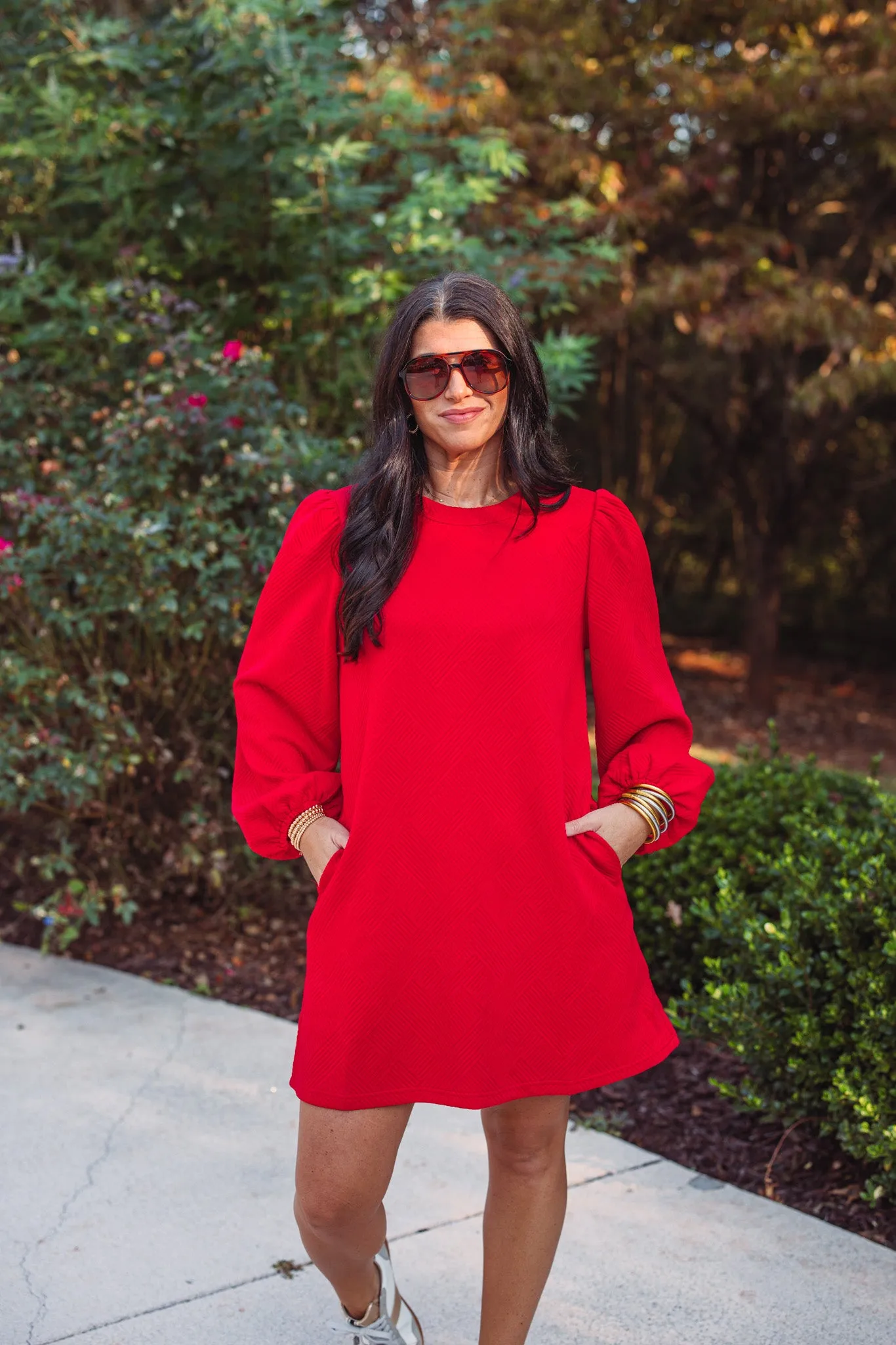 Always Trending Red Textured Dress