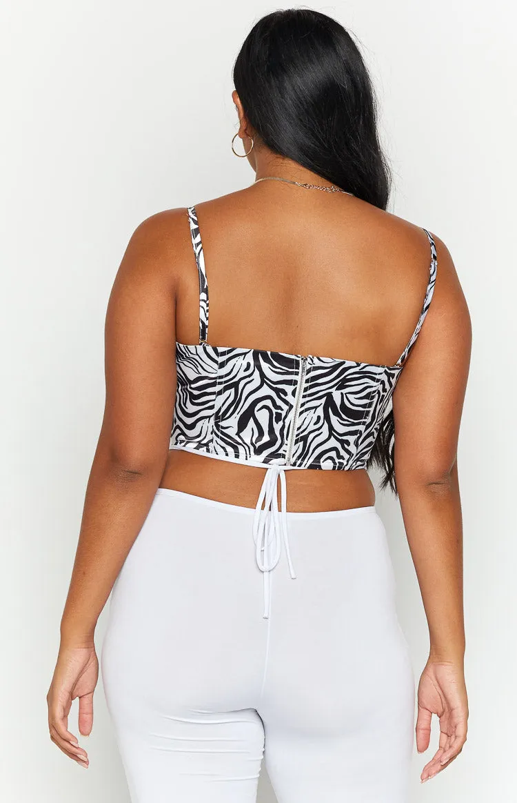 Amalie Black Print Corset Top