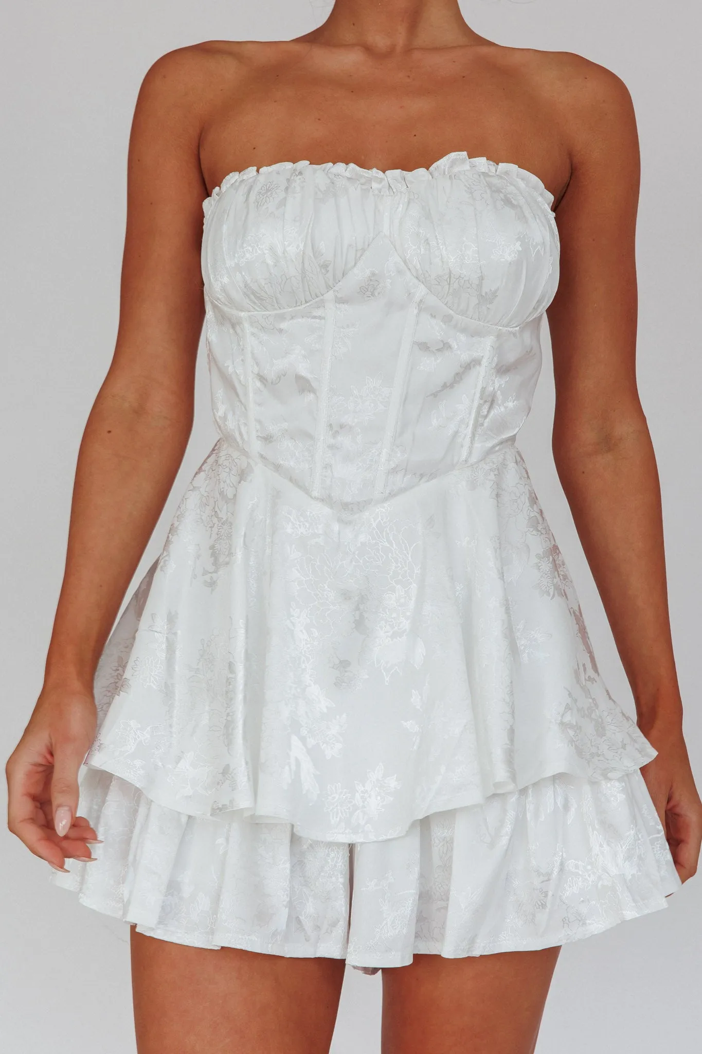 Angel Sky Gathered Bust Romper Ivory