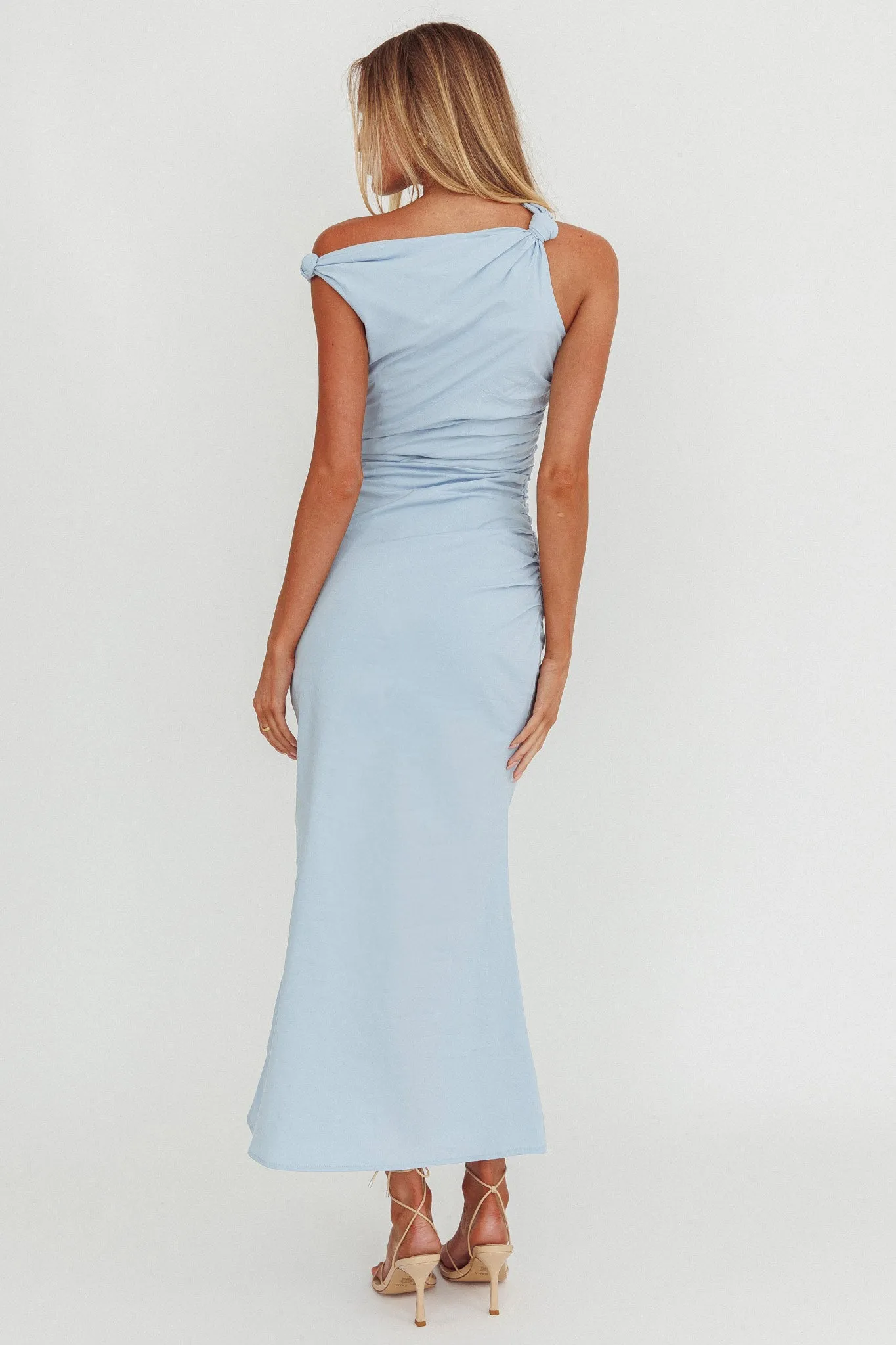 Angel's Song Asymmetric Neckline Maxi Dress Blue