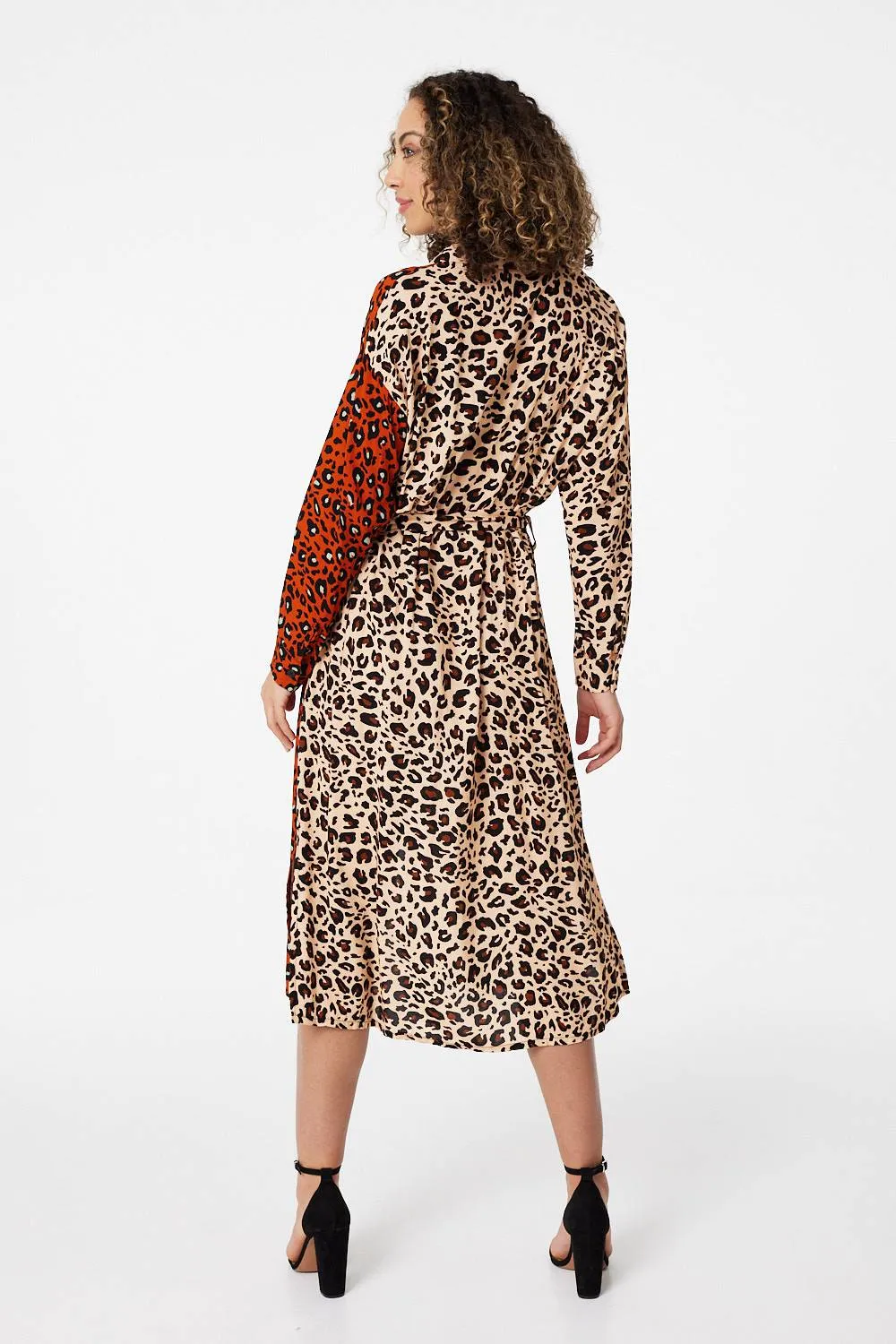 Animal Print Colour Block Shirt Dress