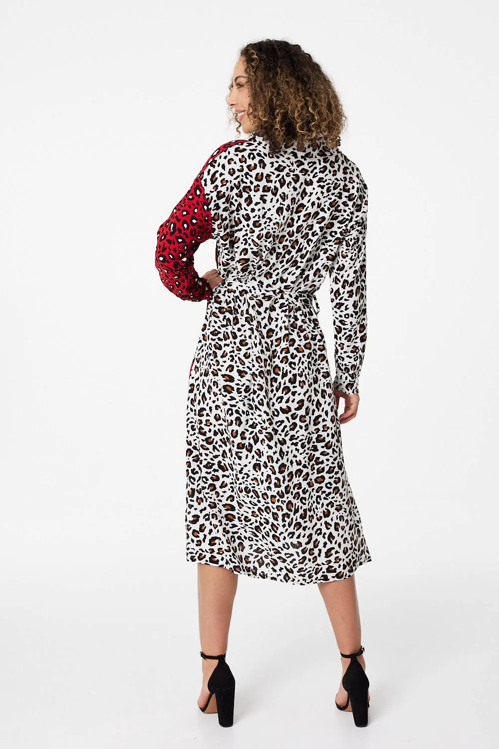 Animal Print Colour Block Shirt Dress