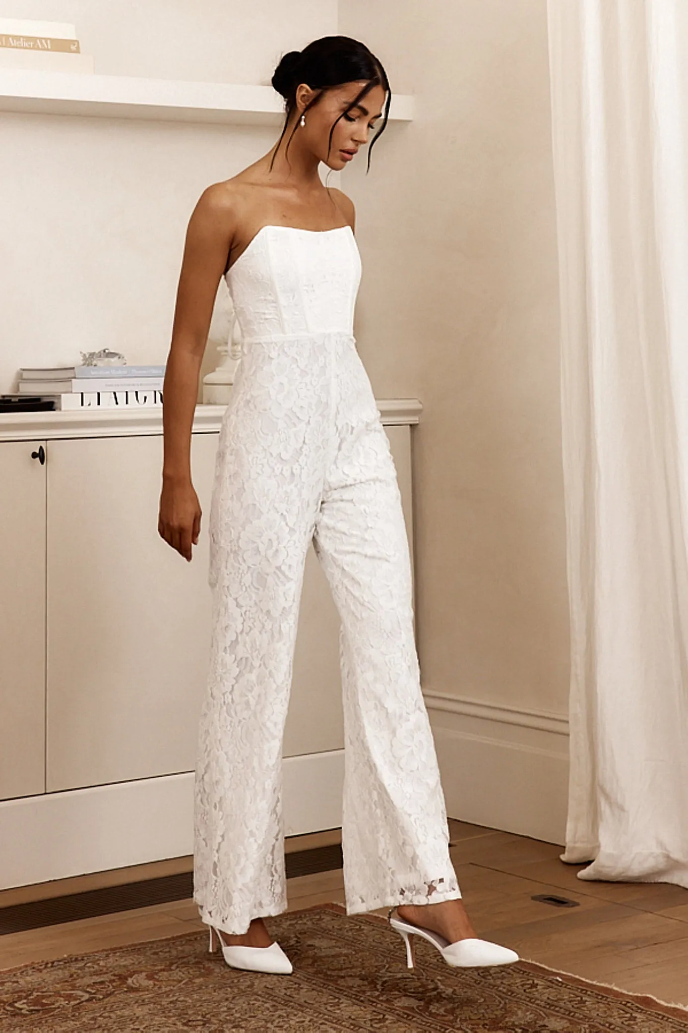 Ankita Strapless Lace Jumpsuit White