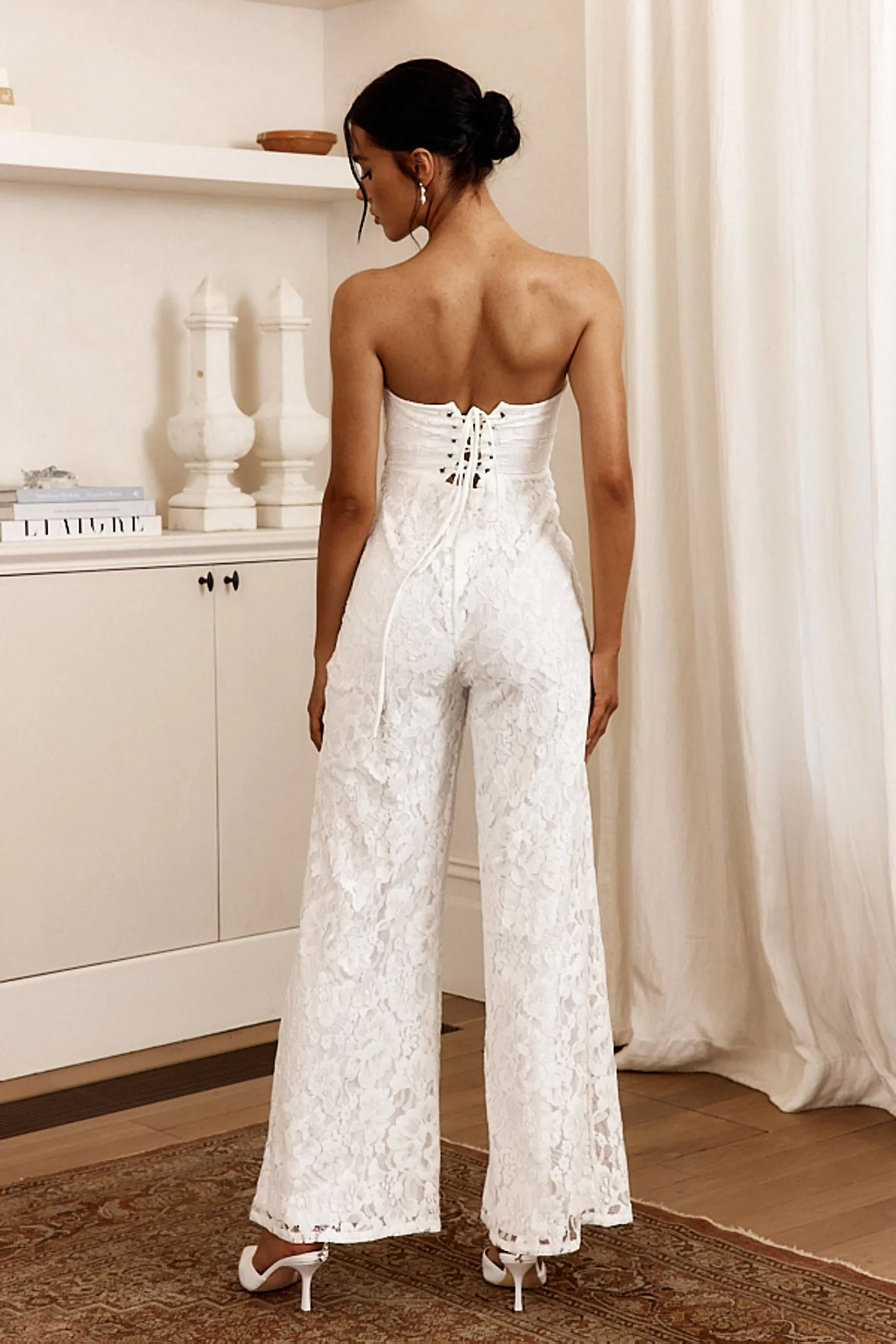 Ankita Strapless Lace Jumpsuit White