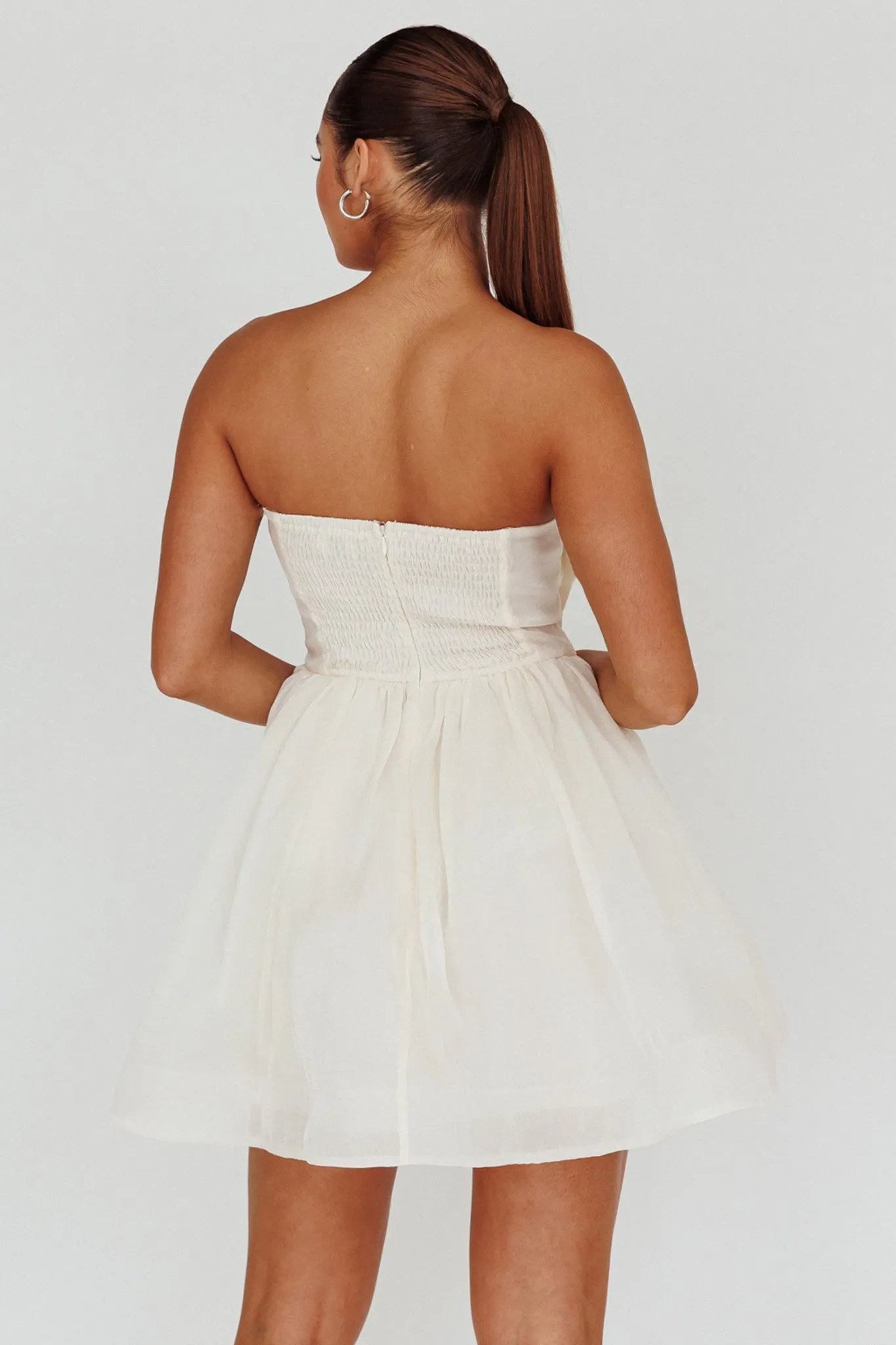 Arabesque Bow Bust Mini Dress Champagne