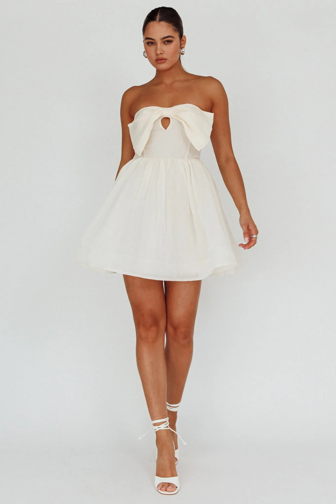 Arabesque Bow Bust Mini Dress Champagne