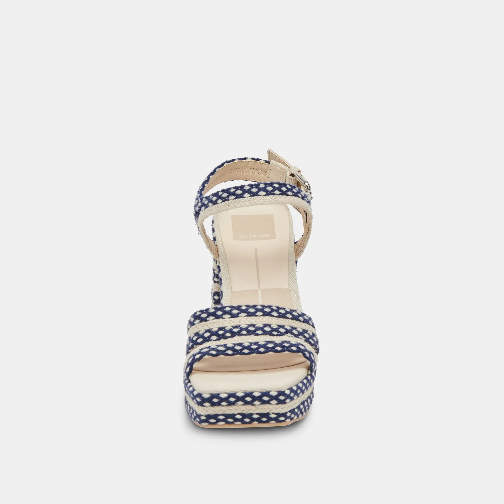 ARNELA HEELS NAVY MULTI WOVEN