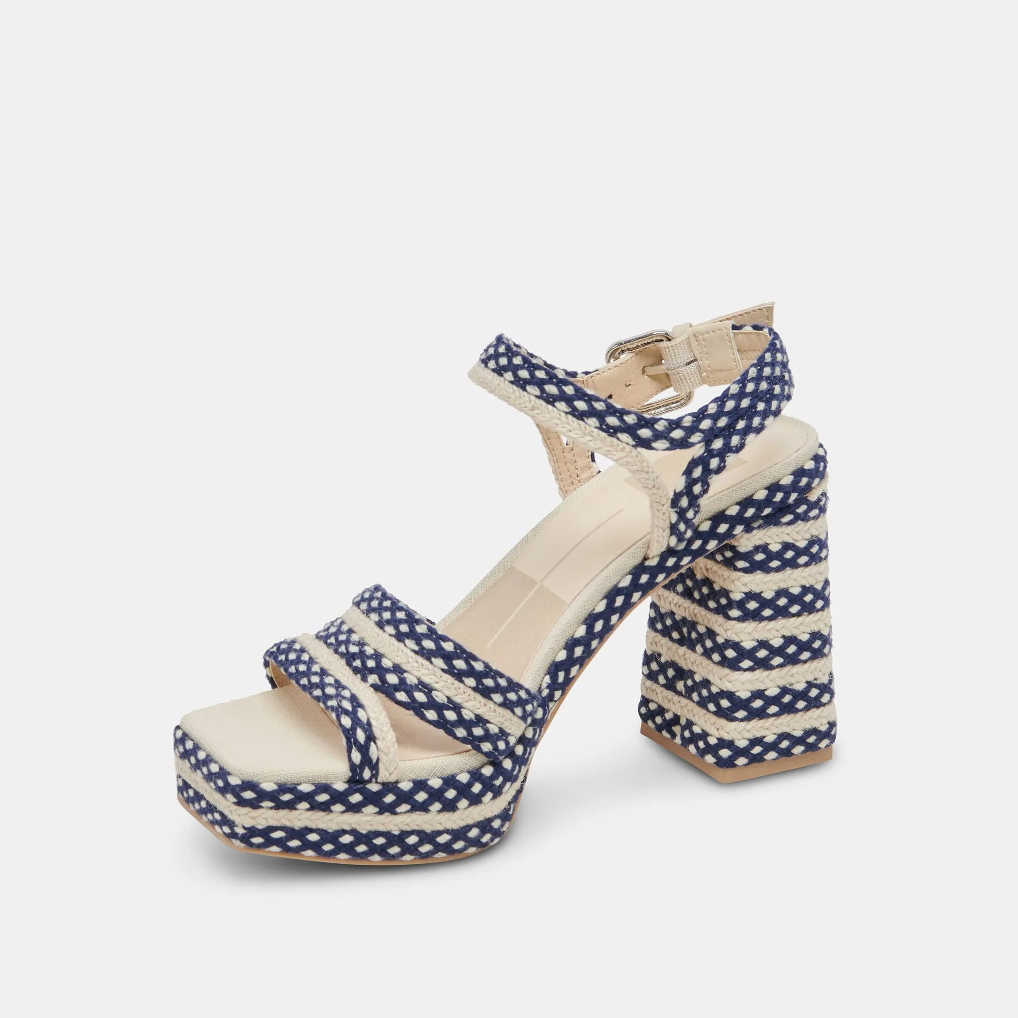 ARNELA HEELS NAVY MULTI WOVEN