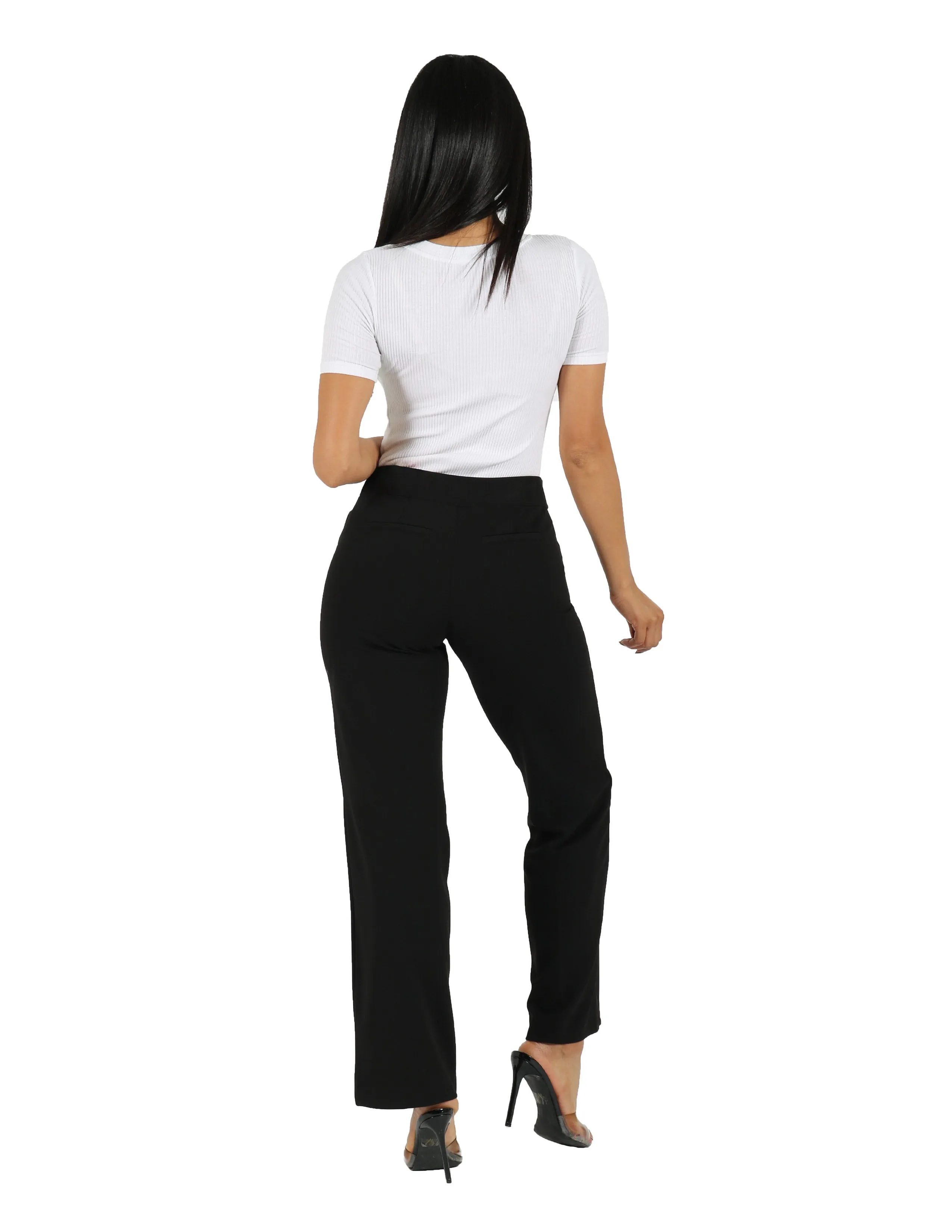 Best Dressed Knit Crepe Solid Pull On Wide Leg Trouser