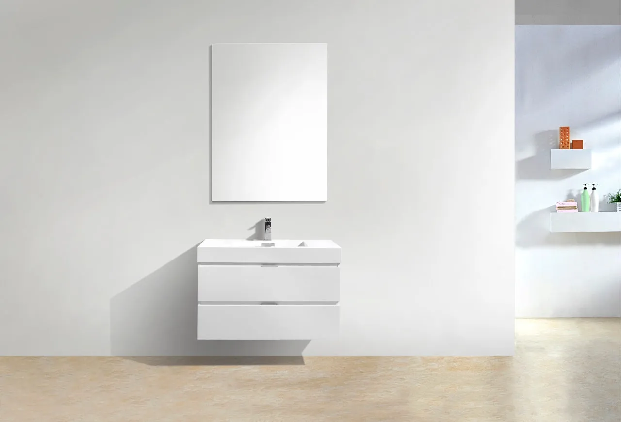 BSL36" High Gloss White, Wall Mount Bathroom Vanity