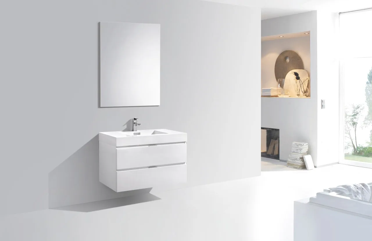 BSL36" High Gloss White, Wall Mount Bathroom Vanity