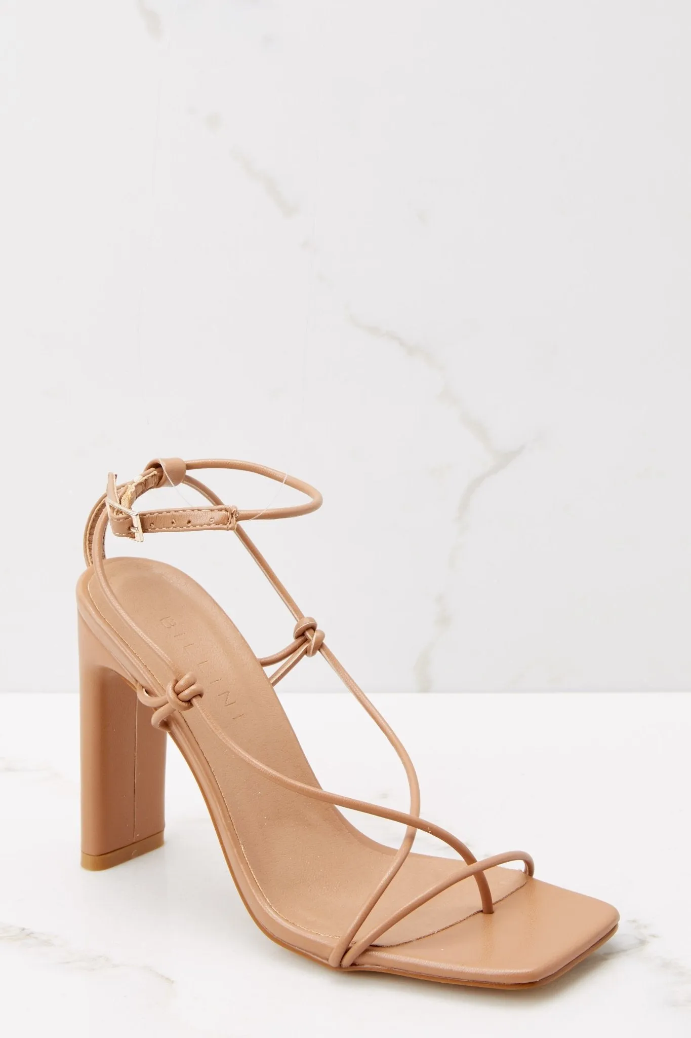 Cher Coffee Strappy Block Heel