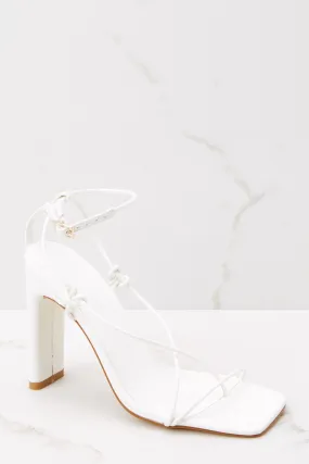 Cher White Strappy Block Heel