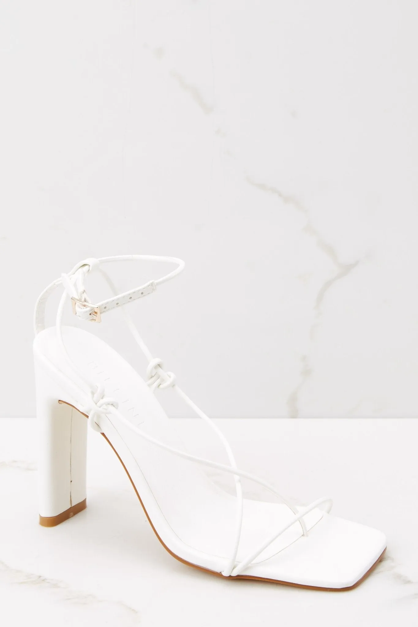 Cher White Strappy Block Heel