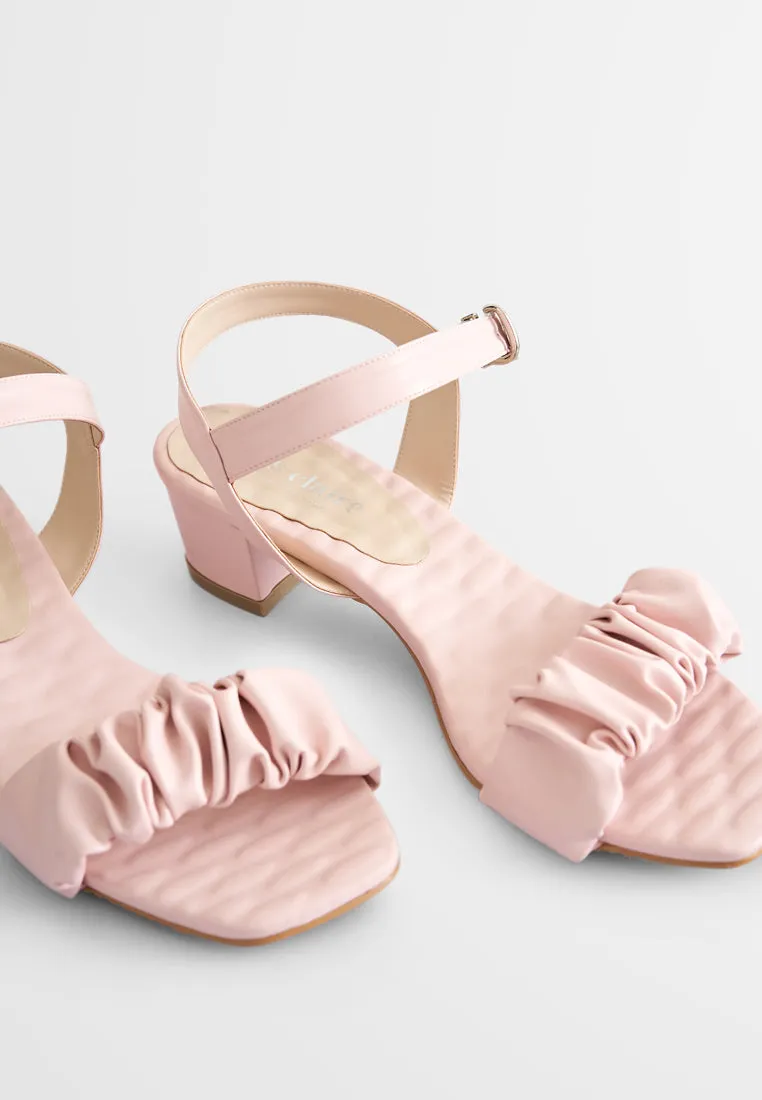 Crisanne Scrunched Easy Wear Strap Heels - Light Pink