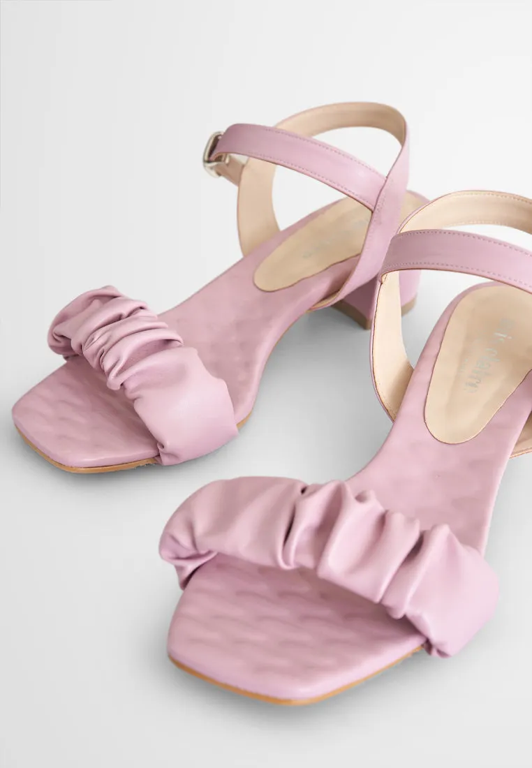 Crisanne Scrunched Easy Wear Strap Heels - Light Pink