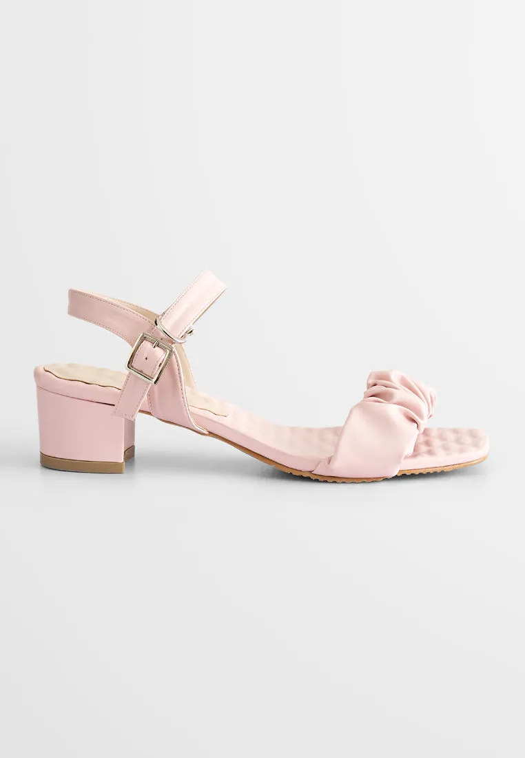 Crisanne Scrunched Easy Wear Strap Heels - Light Pink