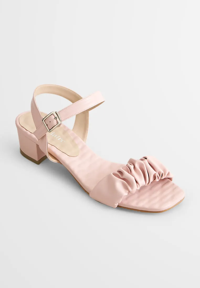 Crisanne Scrunched Easy Wear Strap Heels - Light Pink