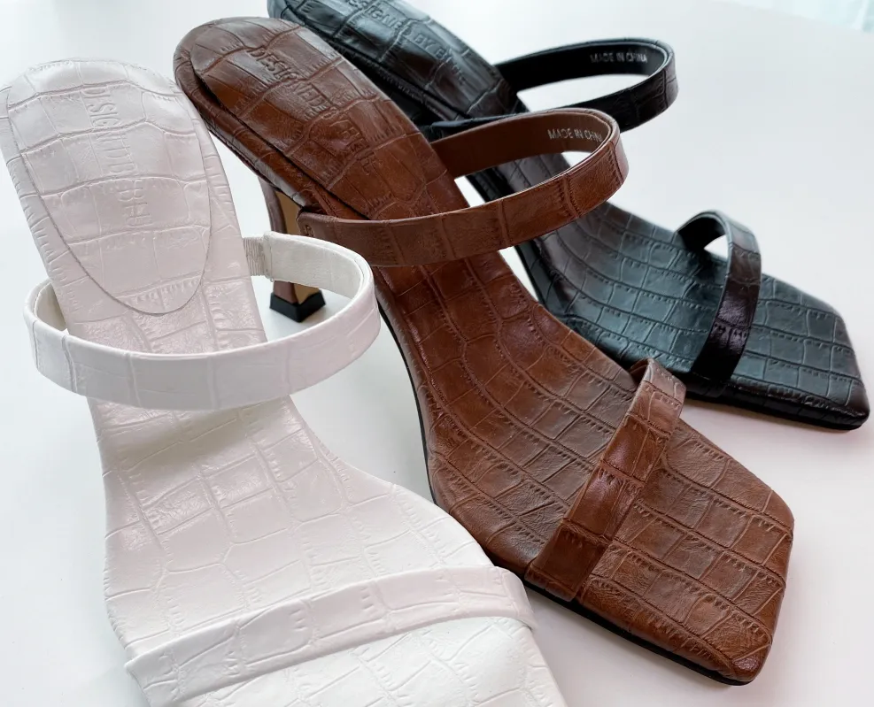 Croc embossed sandal heels (preorder/ 3 colours)