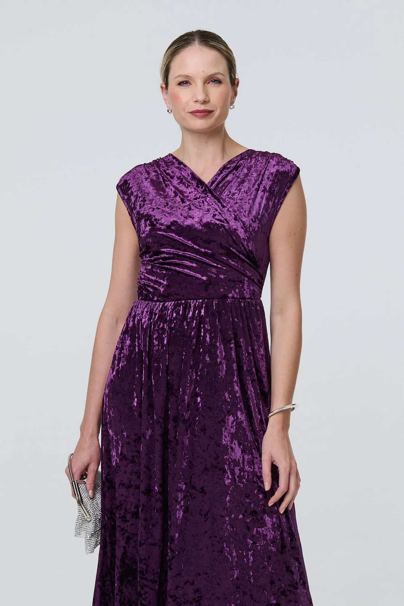 Crushed Velvet Fit & Flare Midi Dress