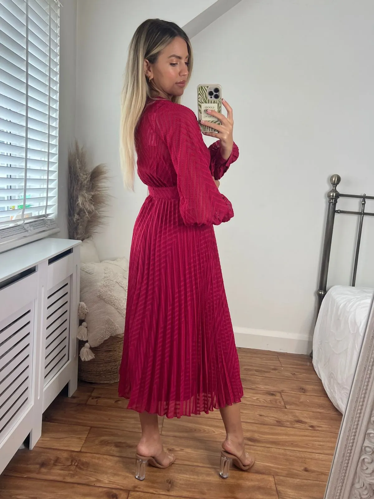 Dannica Pleated Balloon Sleeve Maxi Dress / Mulberry