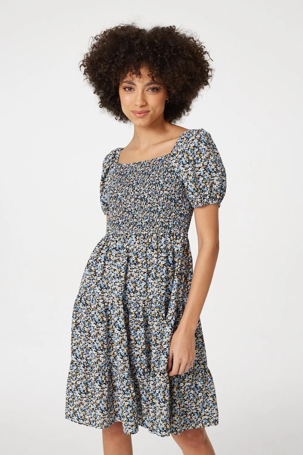 Ditsy Floral Short Smock Dress