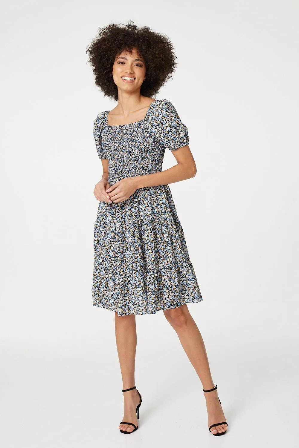 Ditsy Floral Short Smock Dress