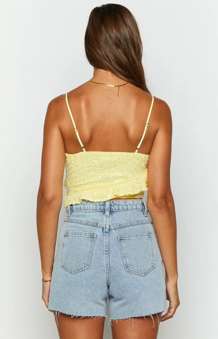 Dolly Yellow Sequin Crop Top