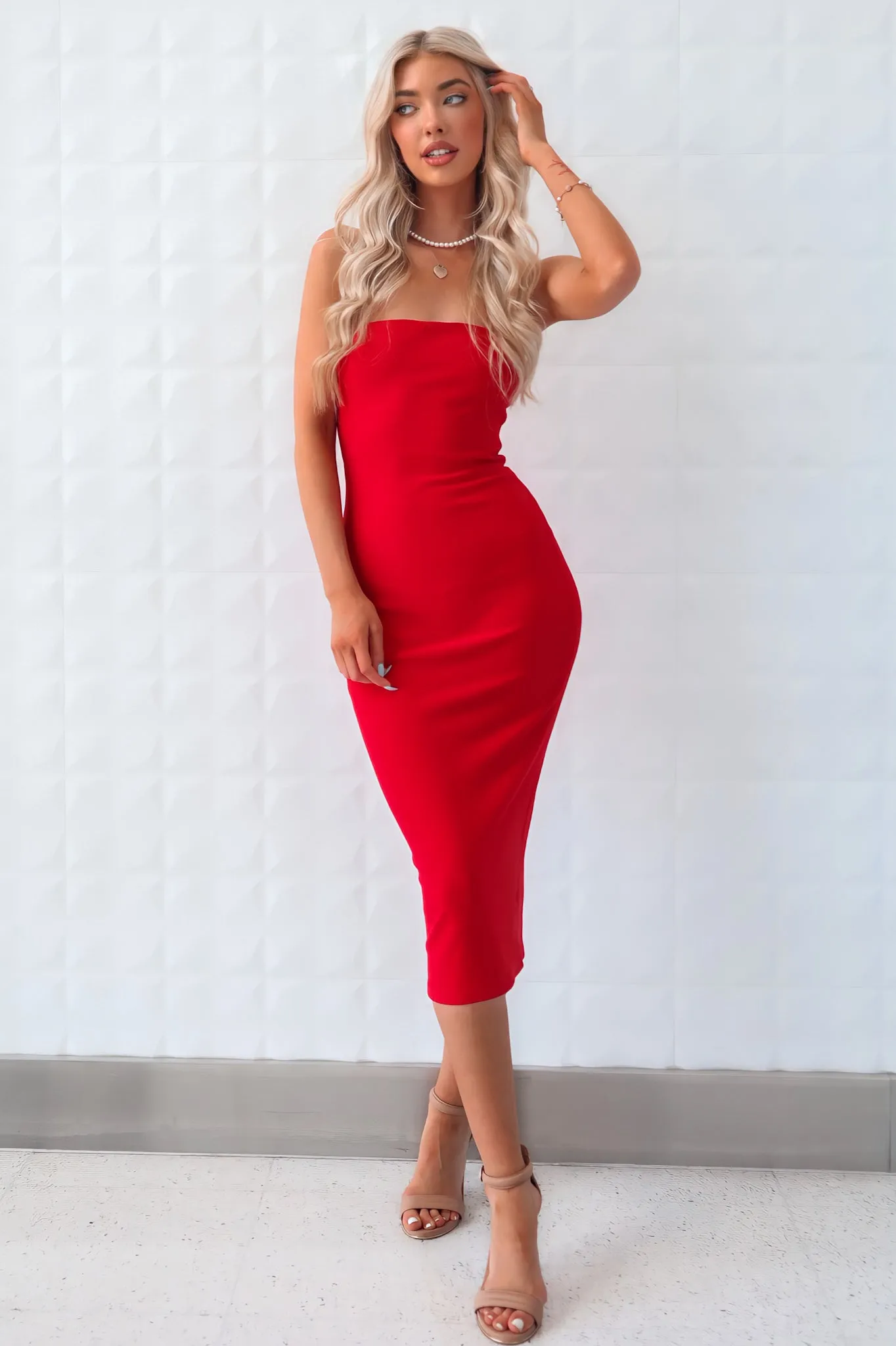 Dora Midi Dress - Red