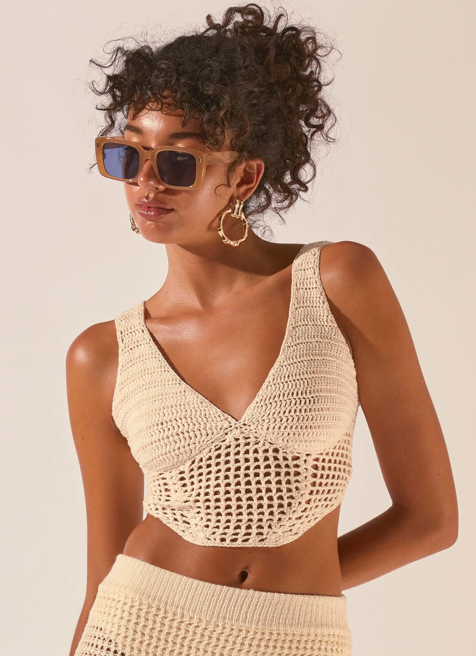 Dreaming Of The Coast Crochet Corset - Seashell