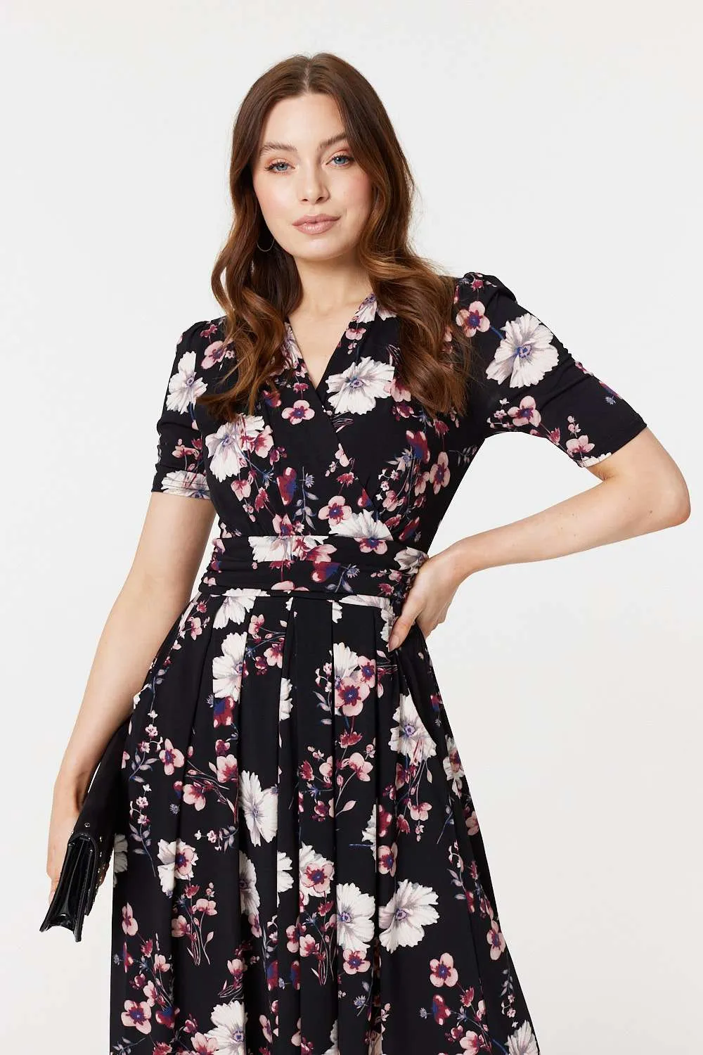 Floral 1/2 Sleeved Midi Dress