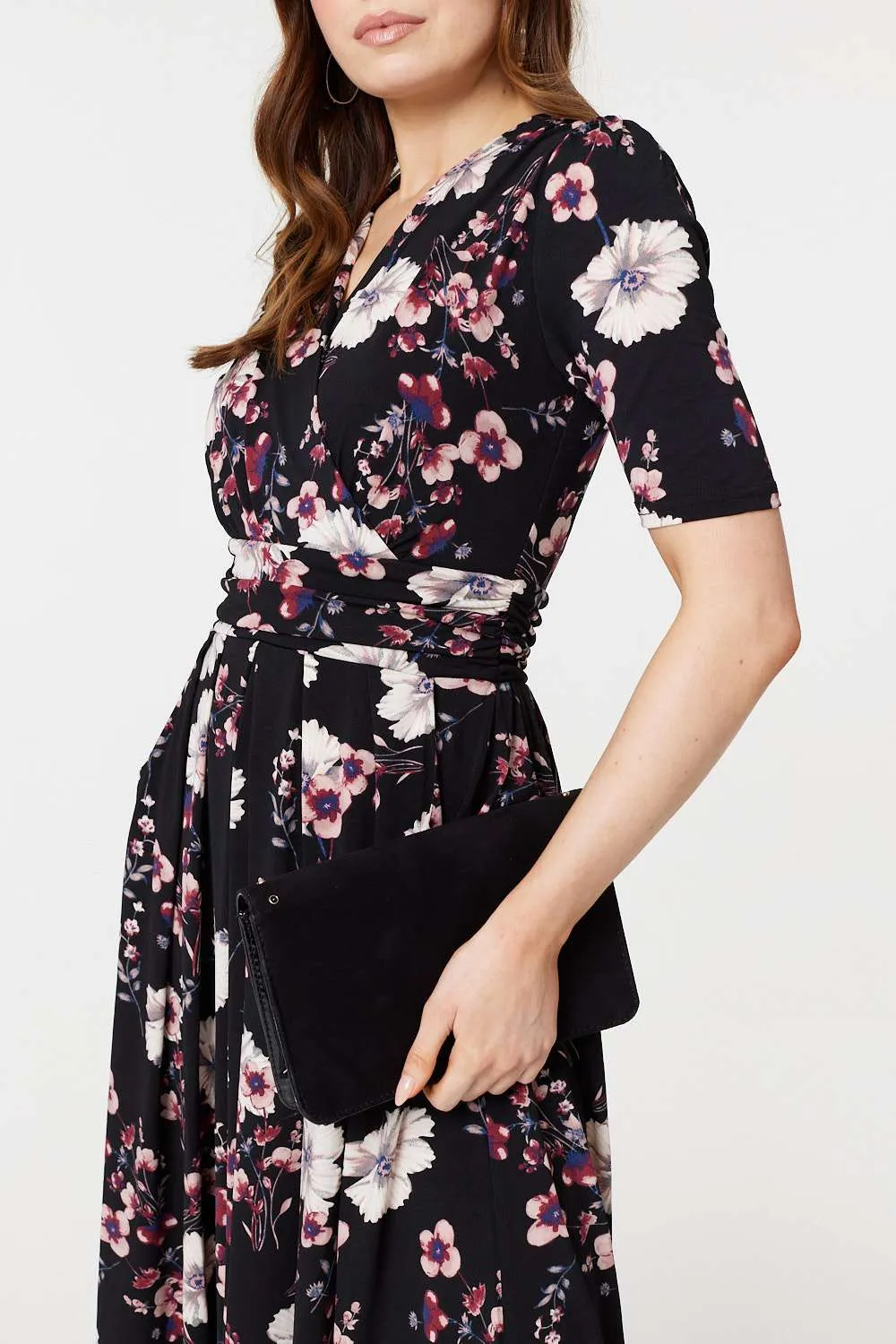 Floral 1/2 Sleeved Midi Dress