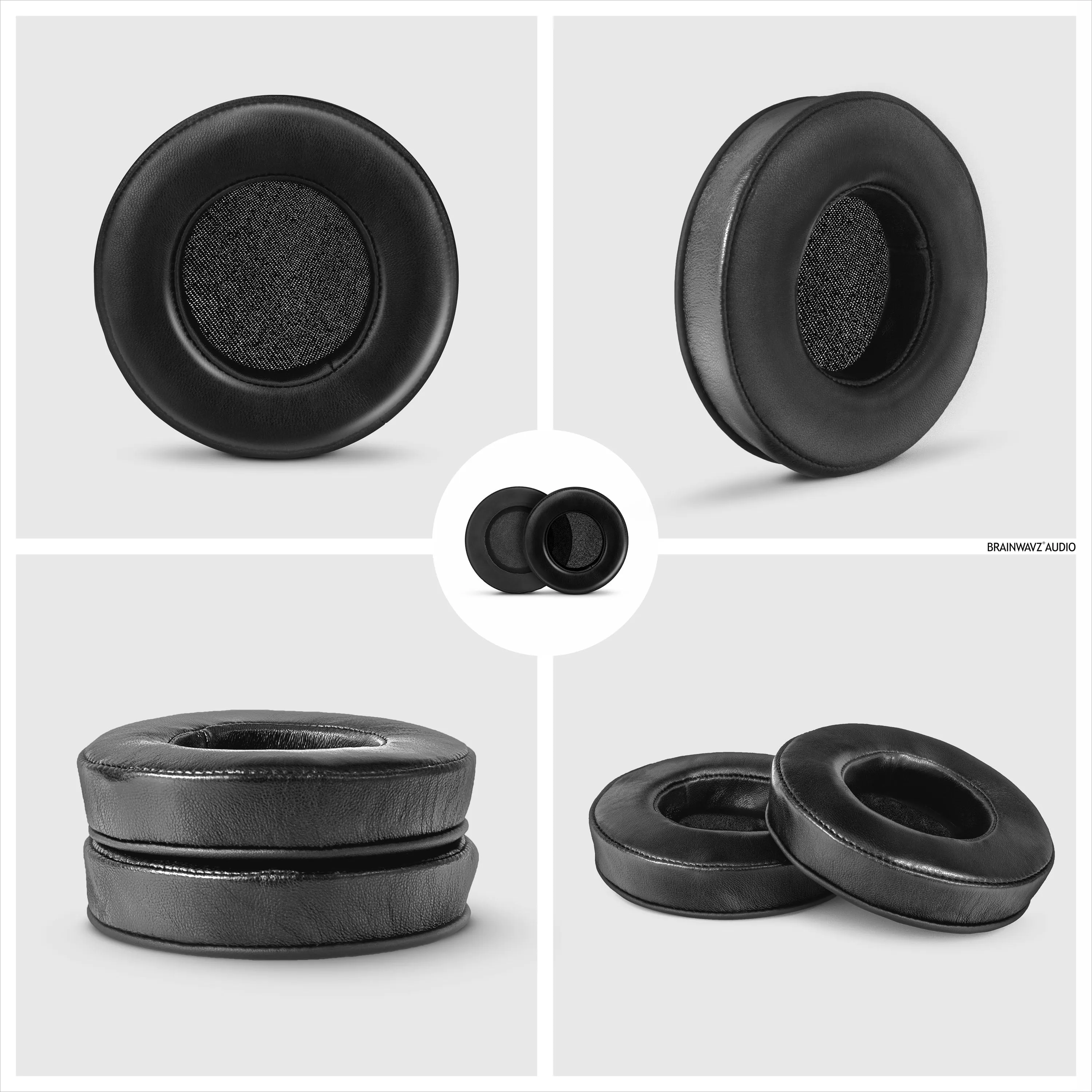 Headphone Memory Foam Earpads - Round  - Sheepskin Leather