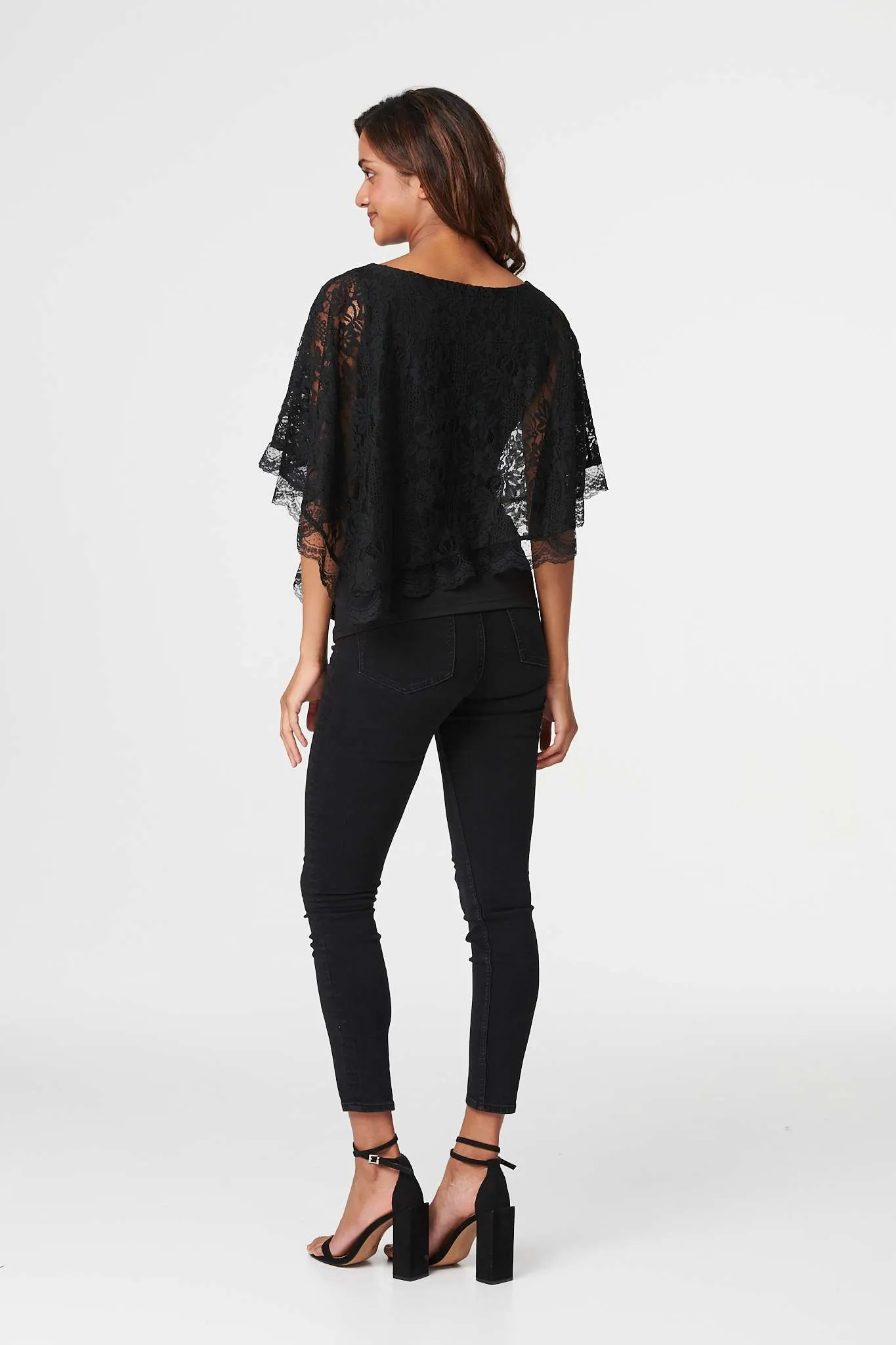 Lace Overlay 1/2 Sleeve Top