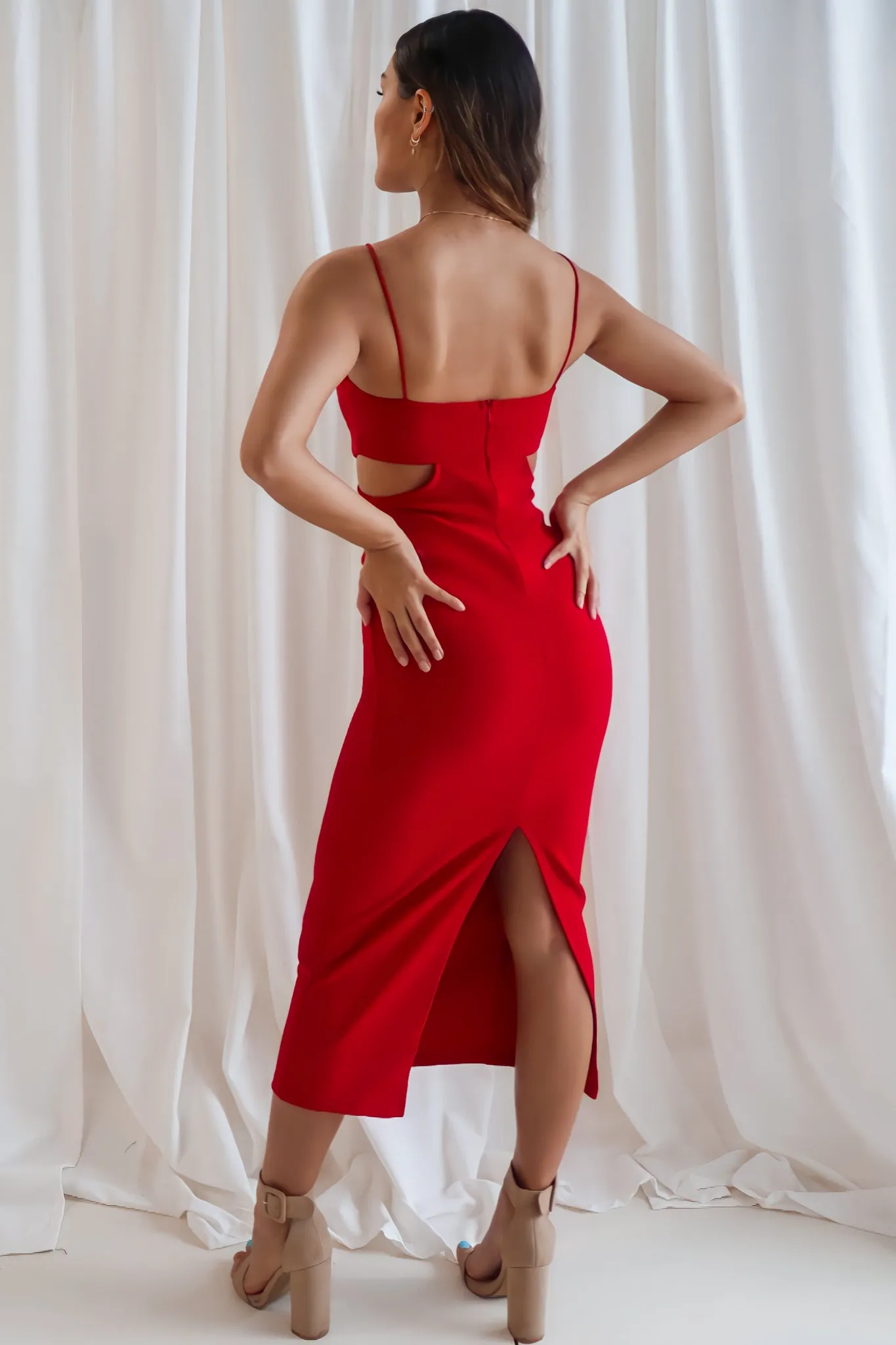 Leah Midi Dress - Red