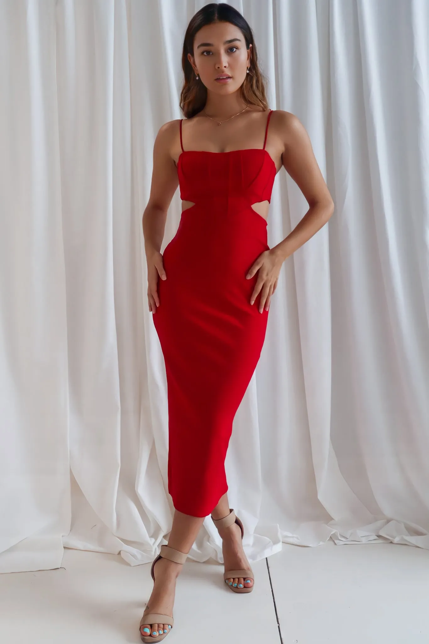 Leah Midi Dress - Red