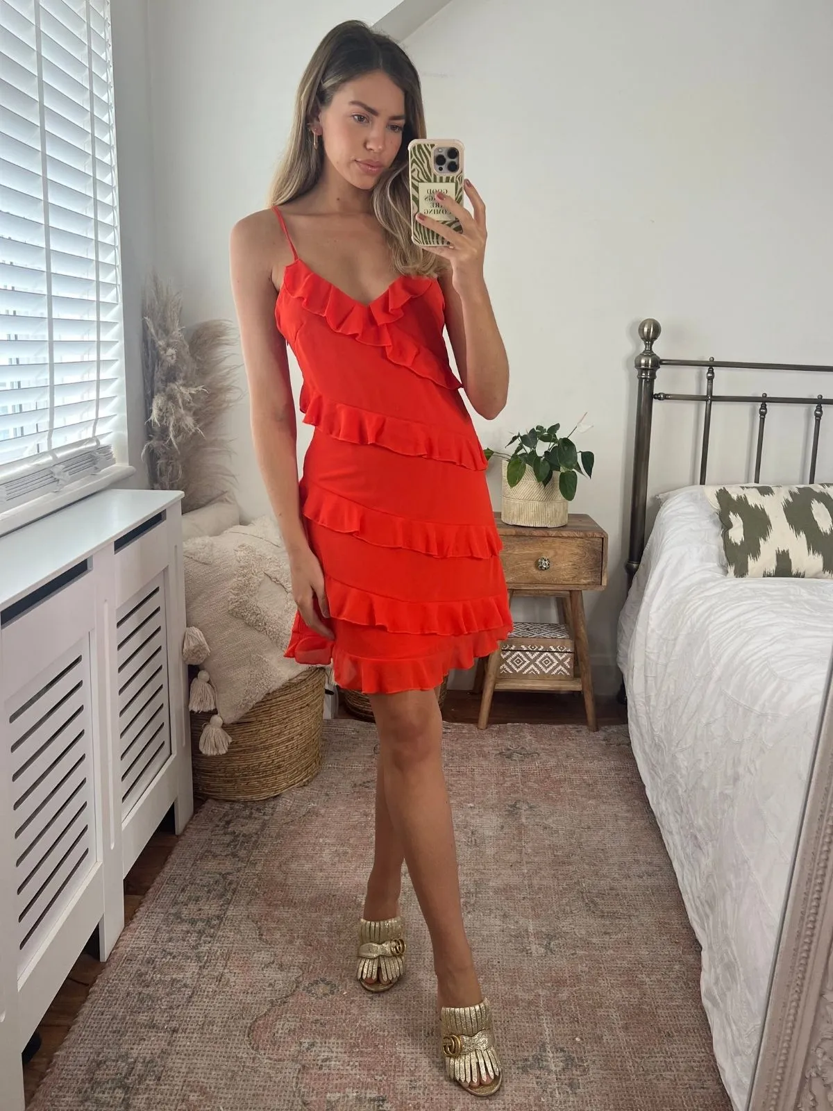 Macey Tiered Strappy Dress / Tomato