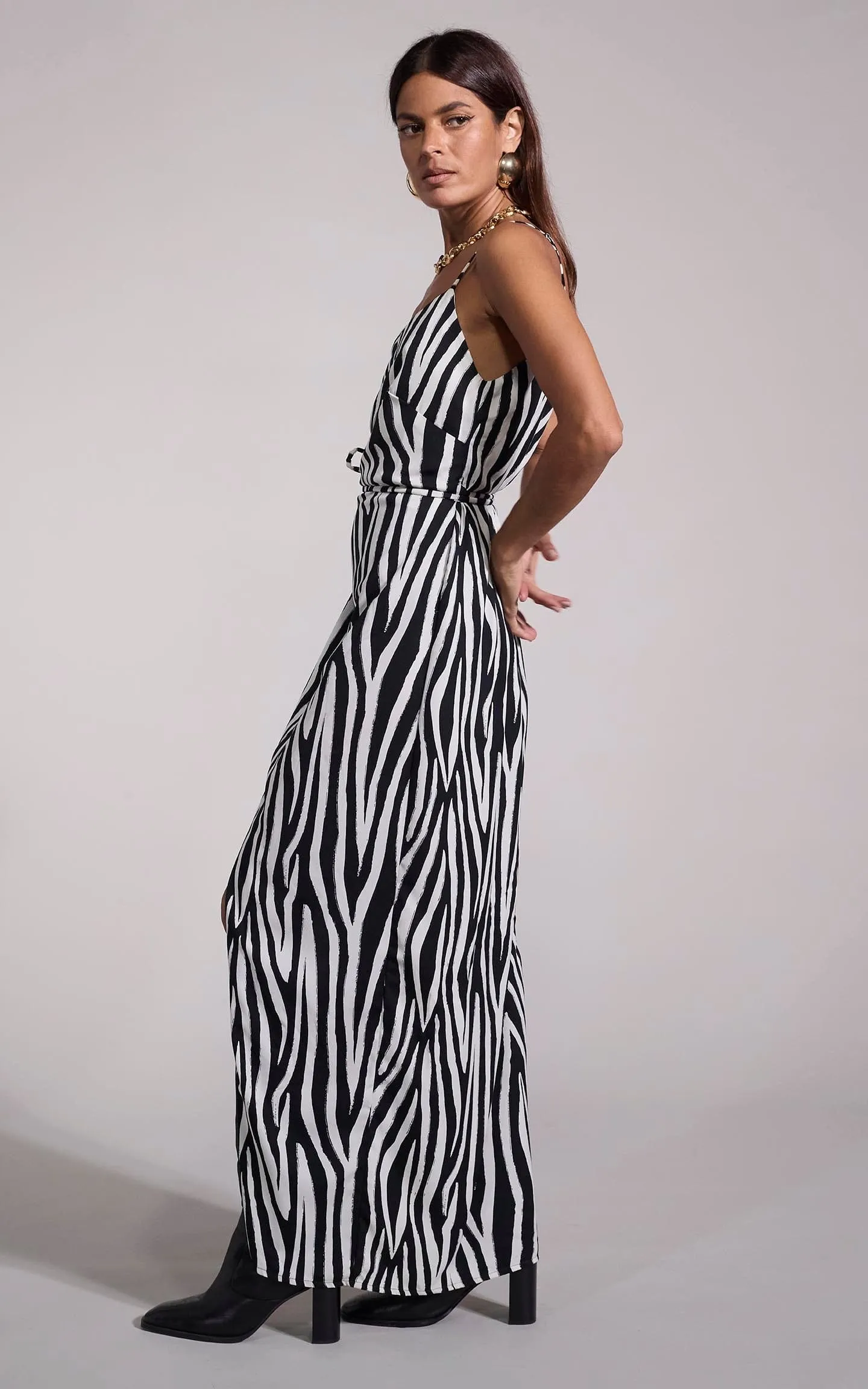 Mariah Dress In Monochrome Zebra