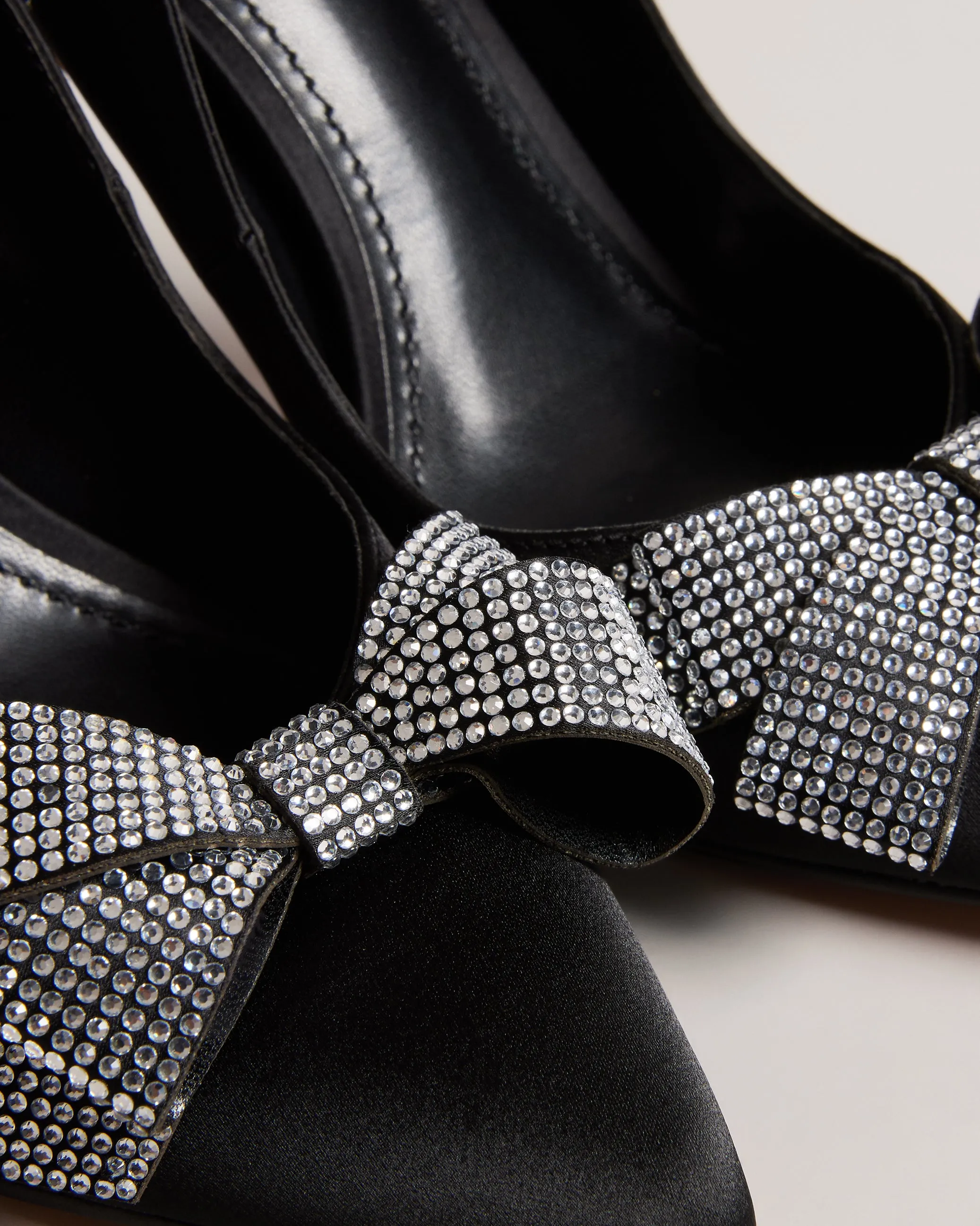 Orlilas Satin Crystal Bow Court Shoe Black