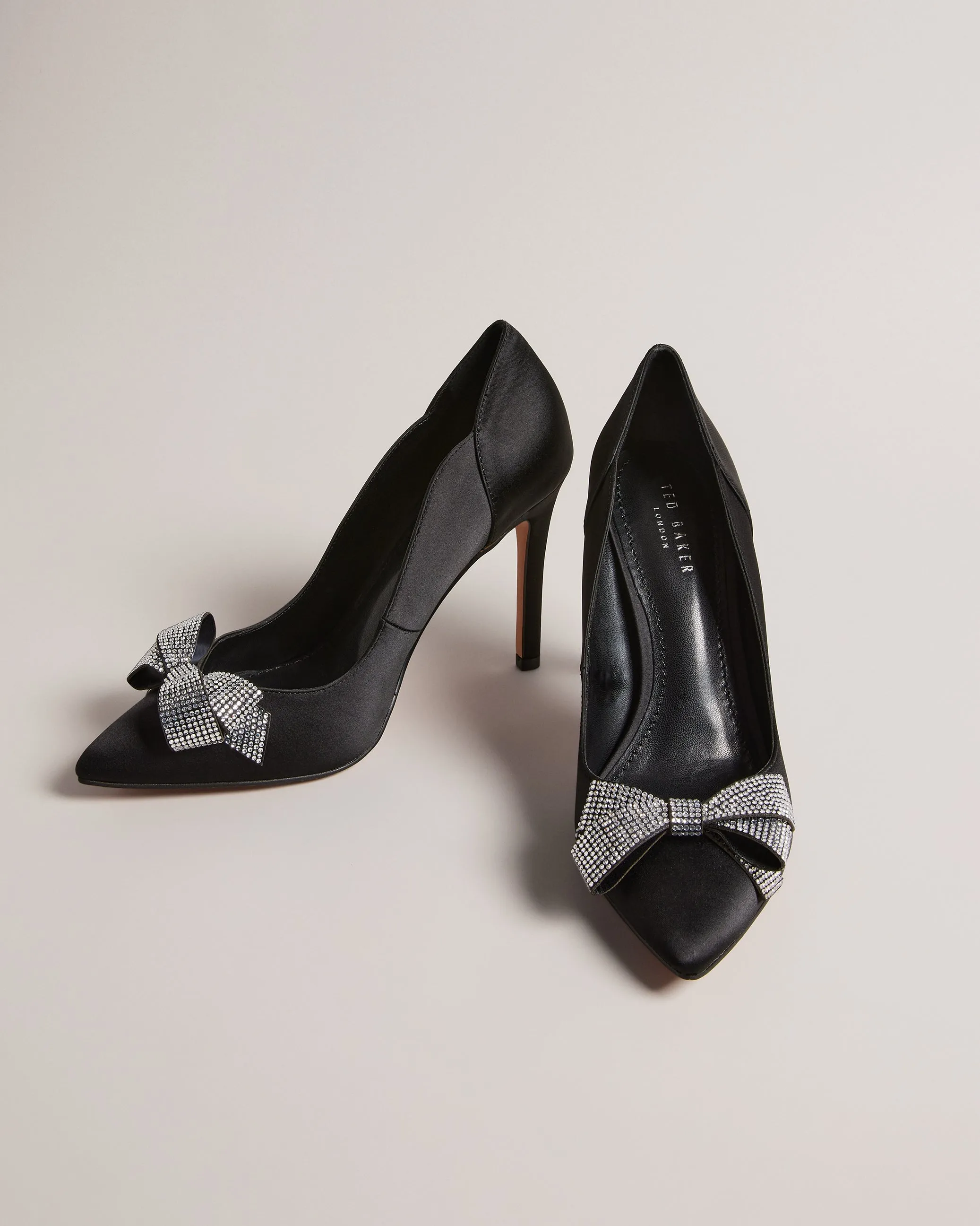 Orlilas Satin Crystal Bow Court Shoe Black